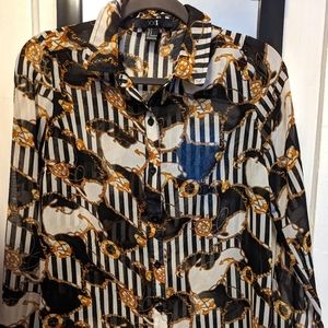 Forever 21 Nautical Button Down Shirt